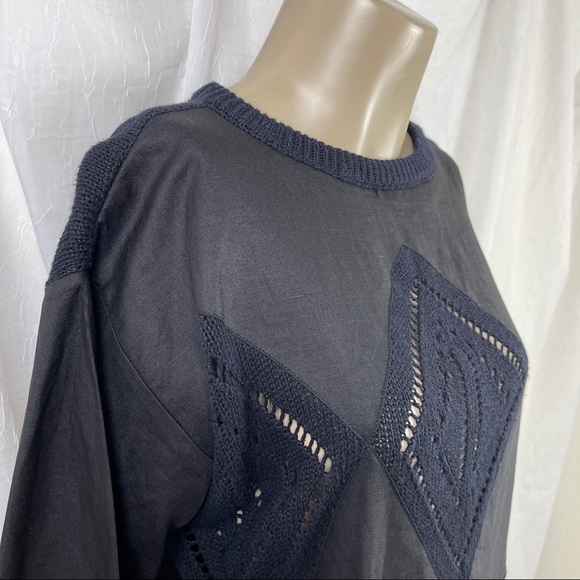 🚫SOLD🚫 VTG 80’s Black Open Knit Diamond Panel - Picture 4 of 16